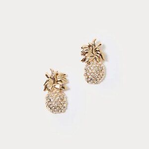 NWT LILLY PULITZER GOLD METALLIC PINEAPPLE EARRING